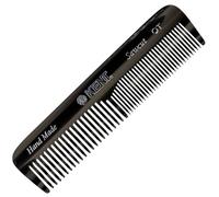 Kent OT Black Graphite Pocket Comb - Handmade Fine and Wide Tooth Hair Comb for Men, Women, and Kids - Travel, Beard, and Mustache Comb - Saw Cut and Hand Polished Made in England