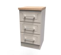 Kent Ready Assembled Matt Beige Light Oak Effect 3 Drawer Bedside Chest (H)695mm (W)395mm (D)415mm