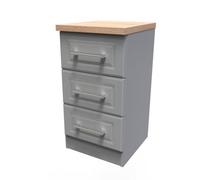 Kent Ready Assembled Matt Dark Grey Light Oak Effect 3 Drawer Bedside Chest (H)695mm (W)395mm (D)415mm