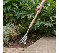 Kent & Stowe Stainless Steel Border Hand Shrub Rake with Ash Wood Handle 62.5cm