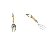 Kent & Stowe Stainless Steel Hand Potting Scoop, Compact Garden Scoop for Compost and Soil & Kent and Stowe Stainless Steel Hand Fork FSC-100percent