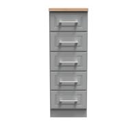 Kent Tall Tallboy Grey & Oak 5 Drawers 108cm