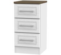 Kent White and Oak 3 Drawer Beside Cabinet