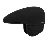 Stetson Kent Wool Ear Flaps Flat Cap for Men - Made in The EU - Flat Cap with Ear Protection - with Cashmere - Fall/Winter Ear Warmer Cap - Peaked Cap Black