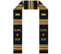 Kente Graduation Stole Class of 2025 | 2025 Graduation Stole African Art Kente Cloth Scarf, Multi, 4.5x72 Inch