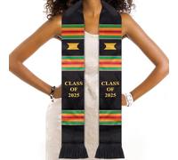 Kente Graduation Stole Class of 2025 - Black Girl Magic Graduation Sash for African Art & Culture Proud Display, 73.2" Long, Black, 72 x 4.3 inches