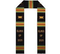 Kente Graduation Stole Class of 2025 - Kente Graduation Stole African American, Kente Sash 2025, Black, Default