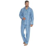 KENTEX Men's Flannel Pyjama Set Thermal 100% Cotton napped Flannelette M L XL XXL 3XL 4XL 5XL (Large, 193 Blue Stripe)