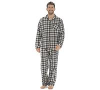 KENTEX Men's Flannel Pyjama Set Thermal 100% Cotton napped Flannelette M L XL XXL 3XL 4XL 5XL (Large, Grey Check 31b)