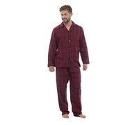 KENTEX Men's Flannel Pyjama Set Thermal 100% Cotton napped Flannelette M L XL XXL 3XL 4XL 5XL (Large, Maroon Check ht322)