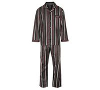 Kentex Online Mens Brushed Cotton Pyjama Set Nightwear Flannelette Pyjamas Striped Pattern Design (Large, Maroon)