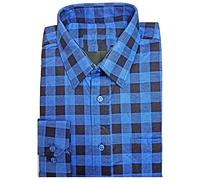 KENTEX ONLINE Men's Check Flannel Full Sleeve Shirt 100% Cotton (Blue, Large)