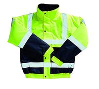 Kentex Online Mens High Visibility Jacket Hi Vis Bomber Jacket Padded Winter Warm Jackets Concealed Hood S to 6XL (4X-Large, Black Rock Yell 2 Tone)
