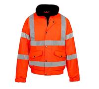 Kentex Online Mens High Visibility Jacket Hi Vis Bomber Jacket Padded Winter Warm Jackets Concealed Hood S to 6XL (6X-Large, Orange)