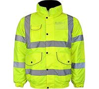 Kentex Online Mens High Visibility Jacket Hi Vis Bomber Jacket Padded Winter Warm Jackets (Small, Yellow)