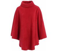 KENTEX ONLINE Womens Fleece poncho with cowl neck anti pill polyester fleece warm and cosy dimensions width 58" length 29" (ONE SIZE, RED V)