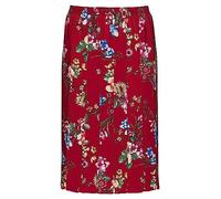 Kentex Online Women's Pleated Skirt 27" Knee Length Floral Printed Fabric 100% Polyester Crepe de Chine Fully Elasticated Waist (L, RED)