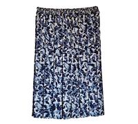 Kentex Online Women's Pleated Skirt 27" Knee Length Floral Printed Fabric 100% Polyester Crepe de Chine Fully Elasticated Waist (XL, CDC Turq)