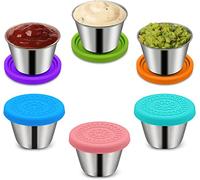 KENTROON 6 Pack Salad Dressing Containers To Go, Small Stainless Steel Sauce Cups With Leakproof Silicone Lids for Lunch Box, Picnics and Travel & Kitchen Storage, Dishwasher Safe&Eco-Friendly |70ml