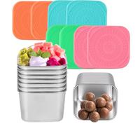 KENTROON 8Pcs Small Snack Containers,Stainless Steel Food Containers for Kids,Leak-proof&Stackable Metal Box with Silicone Lids for Lunch,School, Travel, Picnic,Camping,BPA Free