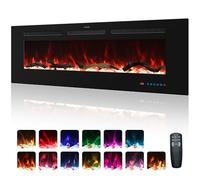 Kentsky 107 cm Electric Fireplace, Recessed and Wall Mounted Fireplace Heater, 750W/1500W with Remote Control, Touch Screen, 13 Flame Colors, Timer