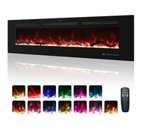 Kentsky 152 cm Electric Fireplace, Recessed and Wall Mounted Fireplace Heater, 750W/1500W with Remote Control, Touch Screen, 13 Flame Colors, Timer