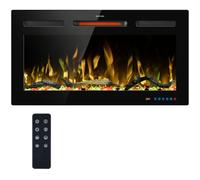 Kentsky 91.5cm WiFi Electric Fireplace Inserts, Recessed and Wall Mounted Fireplace Heater W/Adjustable Flame Color & Brightness, Thermostat, 9H Timer, App and Remote Control, 750/1500W