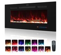Kentsky 92 cm Electric Fireplace, Recessed and Wall Mounted Fireplace Heater, 750W/1500W with Remote Control, Touch Screen, 13 Flame Colors, Timer