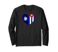 Kentucky and Cuba Flags: Heart Shaped Unity Long Sleeve T-Shirt