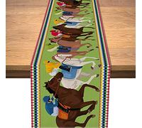 Kentucky Derby Table Runner Horse Racing Table Cover Linen for Party Holiday Dining Room Kitchen Home Decoration (13" x 108")
