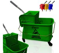 Kentucky Floor Mop Bucket on Wheels - Large Capacity Commercial Industrial Floor Mop Bucket with Wringer and Carry Handle - Ideal for Warehouse, Hotel, Office, School Use - Green