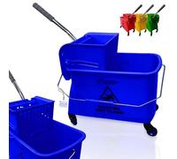 Kentucky Floor Mop Bucket on Wheels - Large Capacity Commercial Industrial Floor Mop Bucket with Wringer and Carry Handle - Ideal for Warehouse, Hotel, Office, School Use - Blue