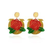 Kentucky Horse Racing Earrings for Women - Lightweight Derby Dangle Hoop Horseshoe Jewelry with Derby Outfits Accessories, Kentucky-Themed Gift, Zinc, No Gemstone