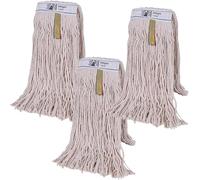 Kentucky Mops 340g Cotton Py Mop Heads (Pack of 3) Heavy Duty Industrial Use Large PY Yarn Replacements 12oz Schools Offices Commercial Cleaning Avern