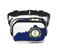 Kentucky State Flag Map print Cute Large Black Fanny Packs for Women Cross Body Waist Bag Nylon Fashionable Fanny Pack, Black, One Size