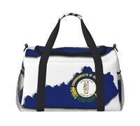 Kentucky State Flag Map print Travel Duffle Bag Gym Bag for Women,Puffer Tote Bag,Weekender Overnight Bag Organizer, Black, One Size