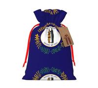 Kentucky State Flag Print Christmas Drawstring Holiday Candy Bag Xmas Sacks Reusable Wrapping Bags Party Favor