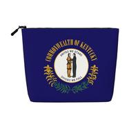 Kentucky State Flag Print Cosmetic Bag for Women,Faux Linen Makeup Bag Large Capacity,Perfect for Travel Daily Use