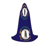 Kentucky State Flag Print Hooded Cloak for Women Men Robes Medieval Costume Cape for Halloween Masquerade Cosplay, Black, Medium