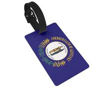 Kentucky State Flag Print Luggage Bag Tag, Waterproof PVC Suitcase Tags with Wristband for Easy Luggage Identification