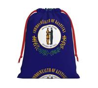 Kentucky State Flag Print Santa Sack Drawstring Bags For Presents, Reusable Plush Holiday Fabric Gift Bags- L Size