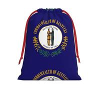 Kentucky State Flag Print Santa Sack Drawstring Bags For Presents, Reusable Plush Holiday Fabric Gift Bags- L Size