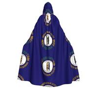 Kentucky State Flag Printed Hooded Cloak Robe Cloak Witch Vampires Grim Reaper Devil For Boy Girl Cosplay Costume