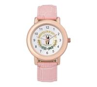 Kentucky State Flag Women's Watch Pink Rose Gold Strap Wristwatch Minimalist Easy Reader Watchec