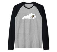 Kentucky State Map Horse Racing State Symbol Raglan Baseball Tee