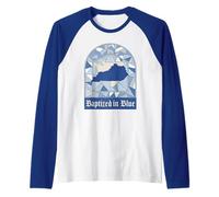 Kentucky State Pride, Baptized in Blue, Stained Glass Look Raglan Baseball Tee