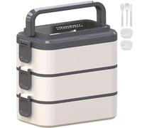 Kenuket Stackable Bento Box Adult Lunch Box, 3000ML Large Capacity On-the-Go 3 Layers, Leakproof Microwave Safe Lunch Containers with Utensil Set, Dividers, Sauce Boxes for Kids and Adults