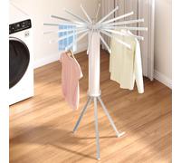 kenvc Tripod Clothes Drying Rack, Folding Space Saving Compact Laundry Drying Rack-16 Rotatable Arms for Hanger, Diameter 3.6FT, 3 Legs for Indoor Outdoor Apartment Balcony (Aluminum)