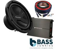 KENWOOD 10" 1300 Watts Sub with 2 Channel Amplifier & Amp Kit Bass Package