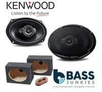 Kenwood 6x9" 3 way 1100 Watts a Pair Speakers With 6x9 Black Boxes & Cable